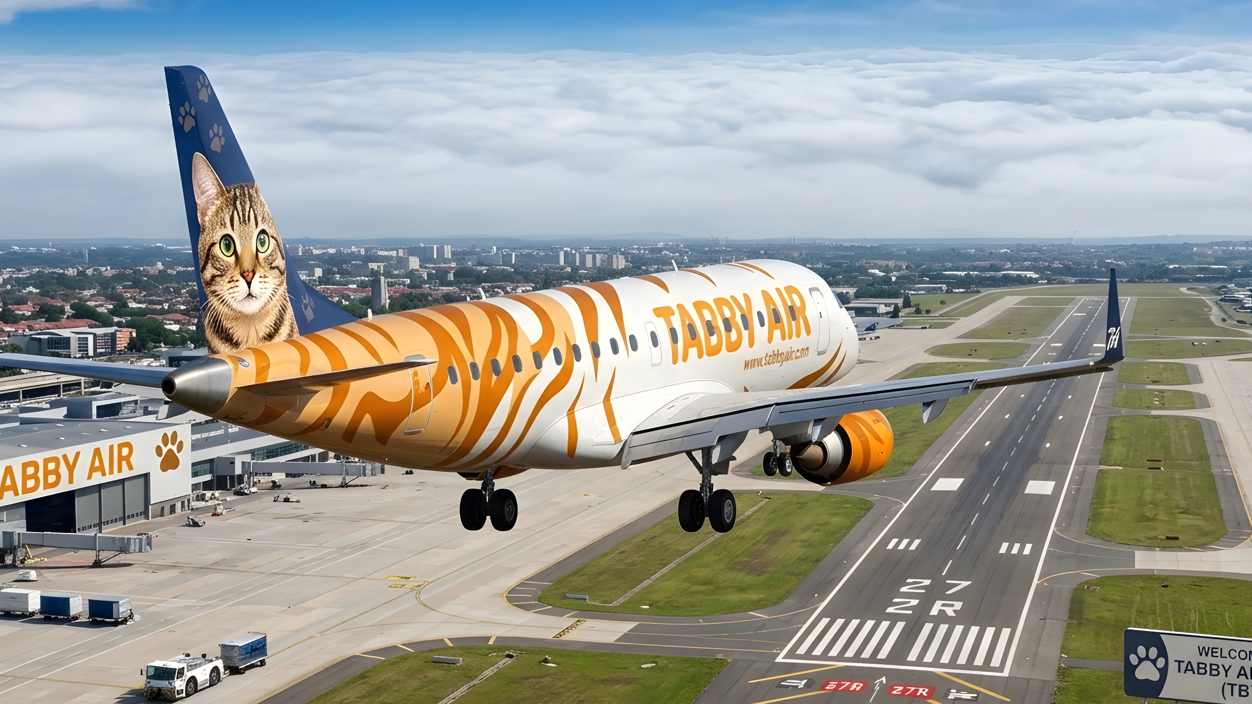 Tabby Air landing at runway
